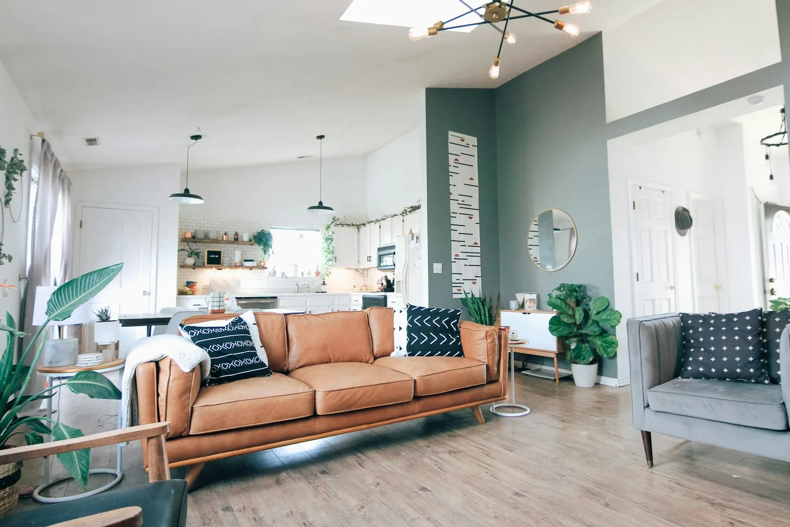 Comfortable living room with large new windows letting in natural light